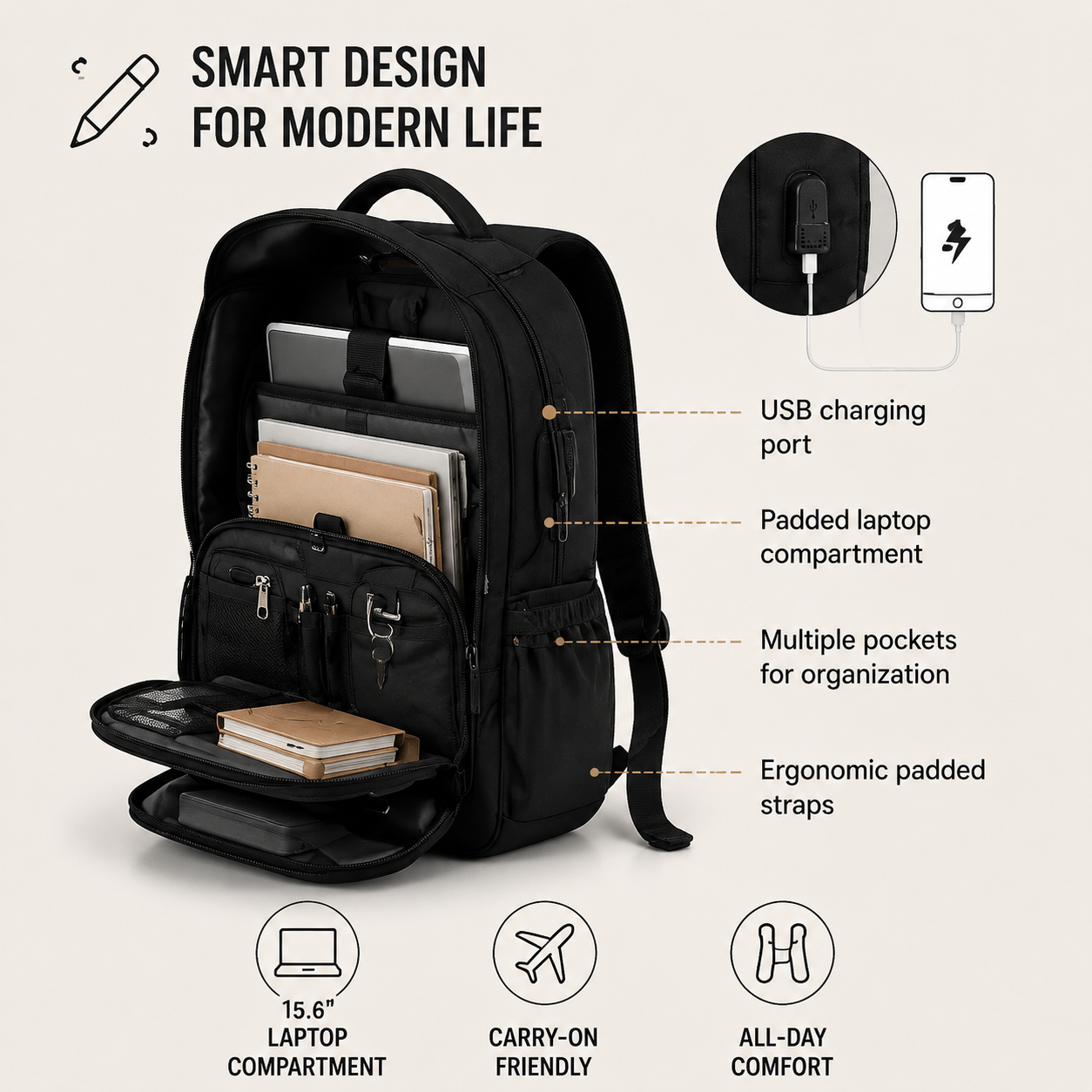 Smart Tech & Travel Backpacks – Organized & Durable